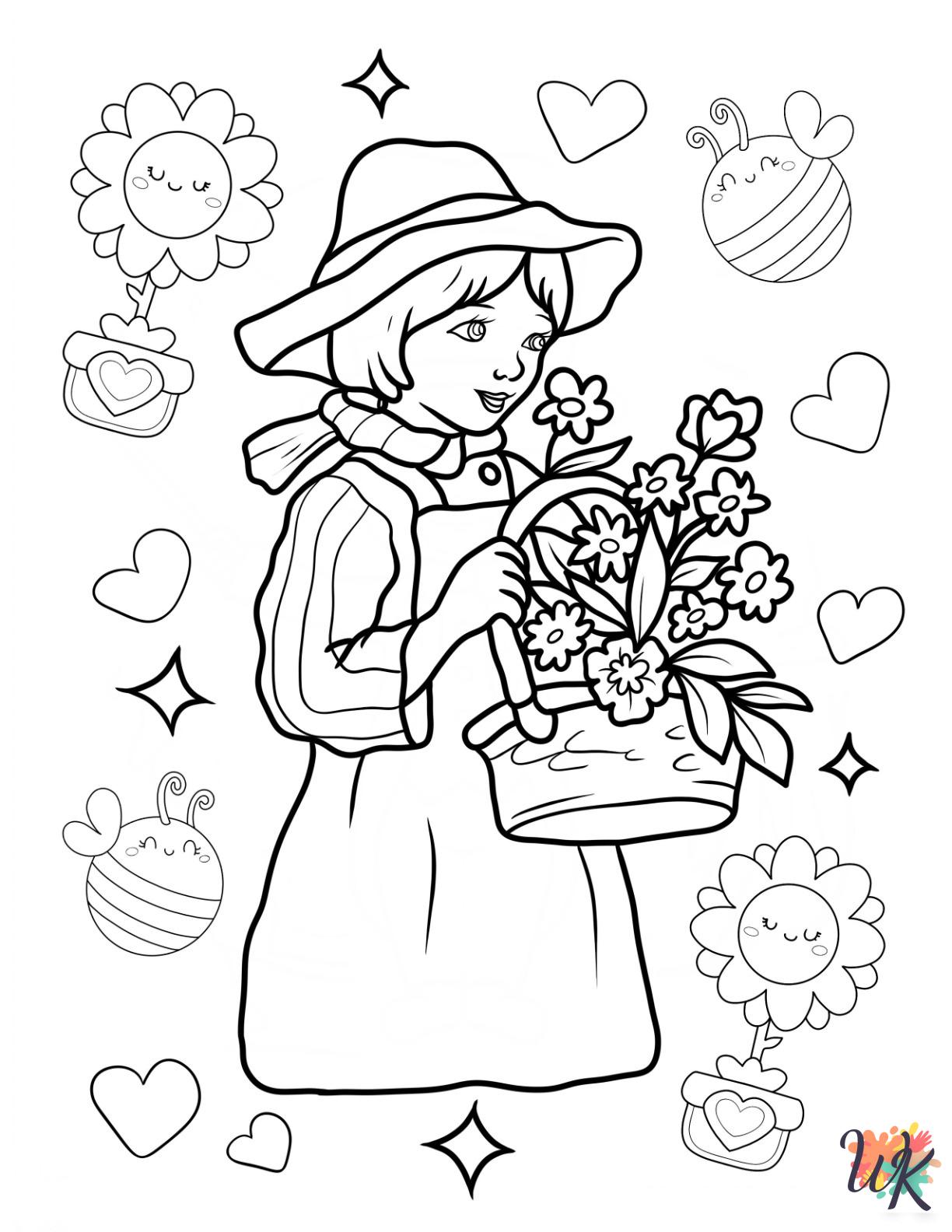 Spring coloring pages for adults easy