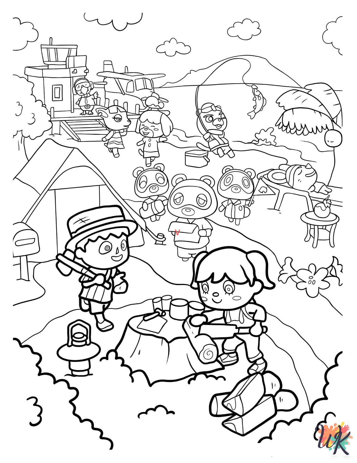 Animal Crossing coloring pages for adults easy