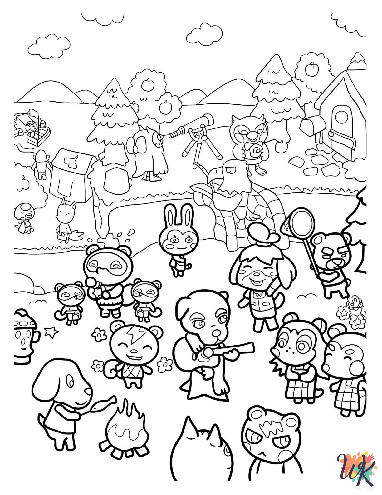 Animal Crossing coloring pages for adults