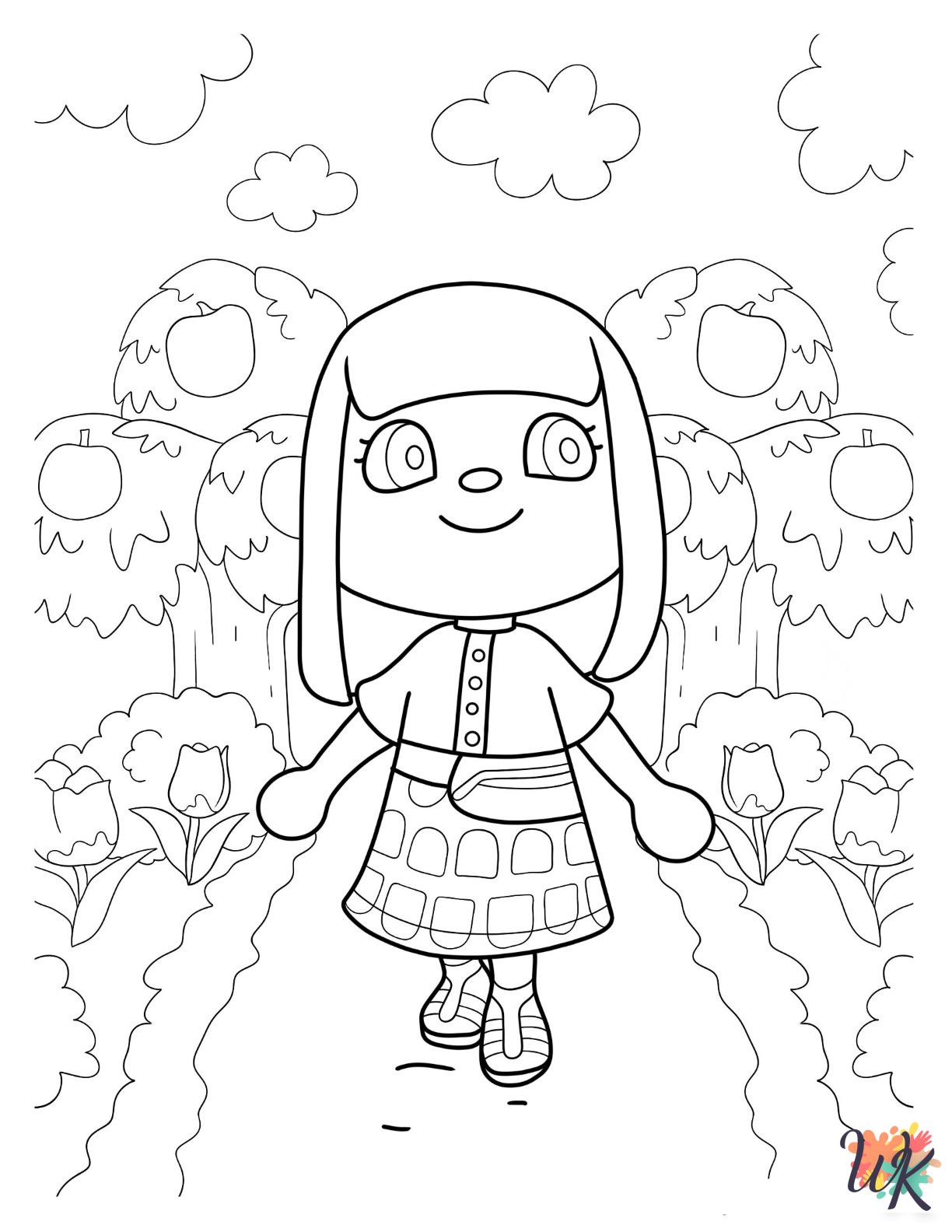 Animal Crossing themed coloring pages