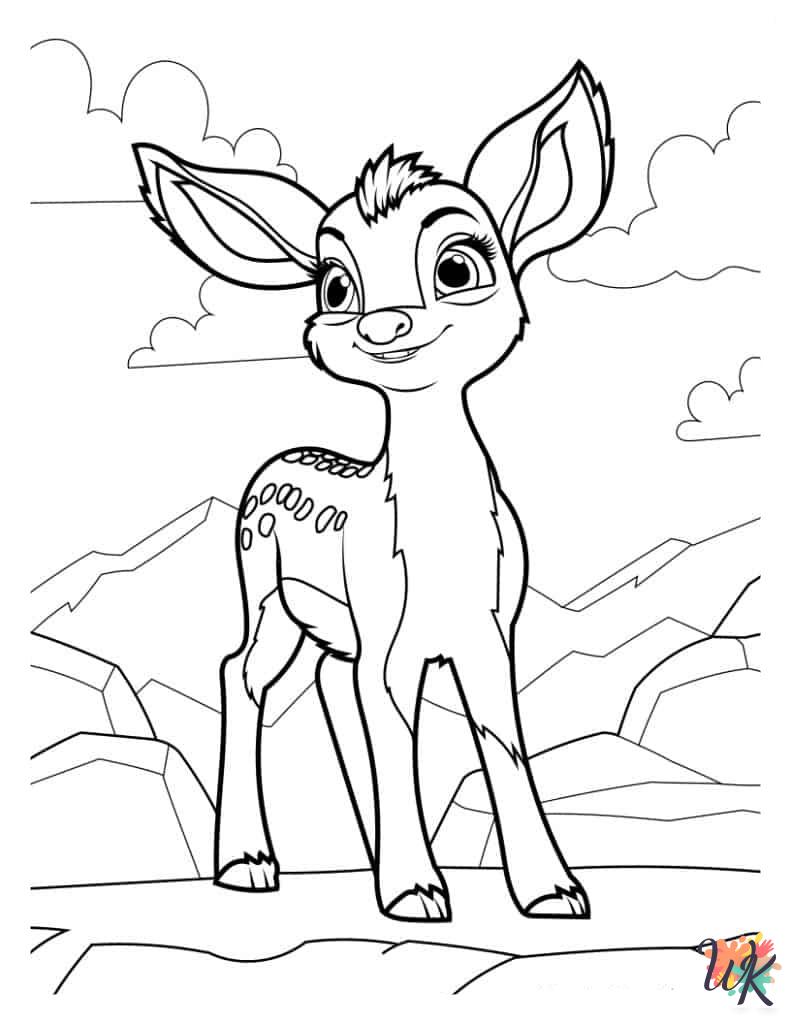 detailed Bambi coloring pages for adults