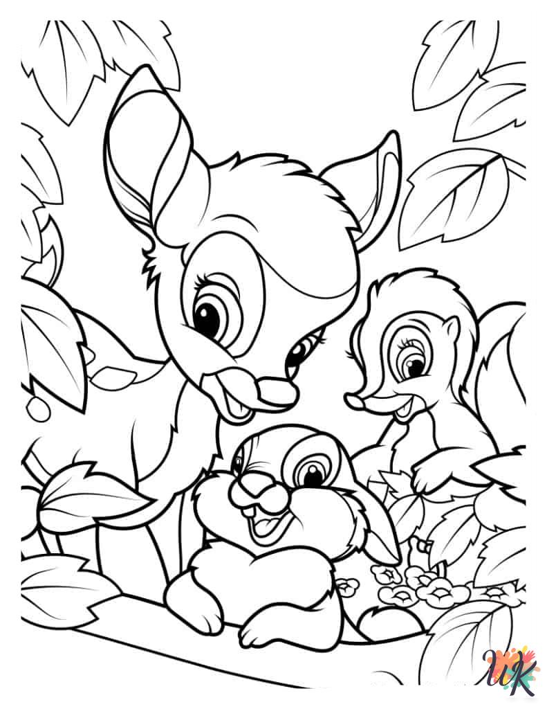 Bambi cards coloring pages