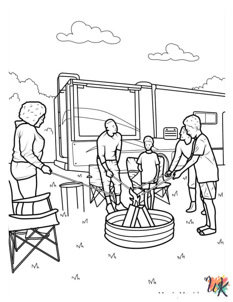 Camping ornament coloring pages 1