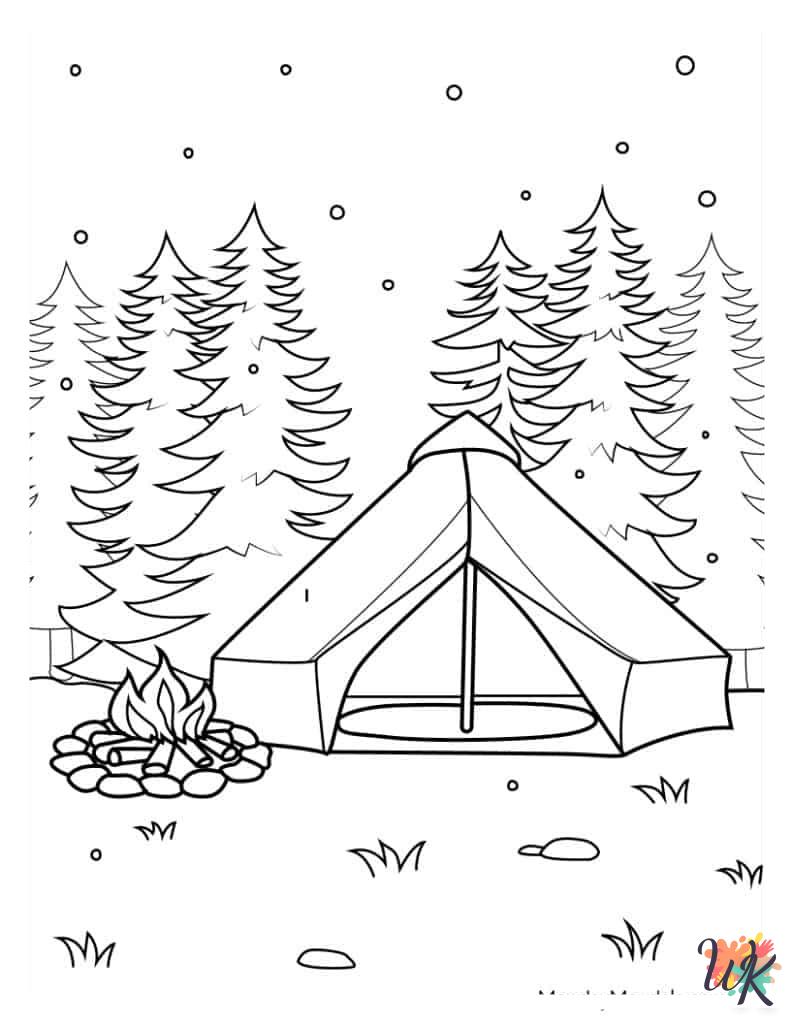 kawaii cute Camping coloring pages