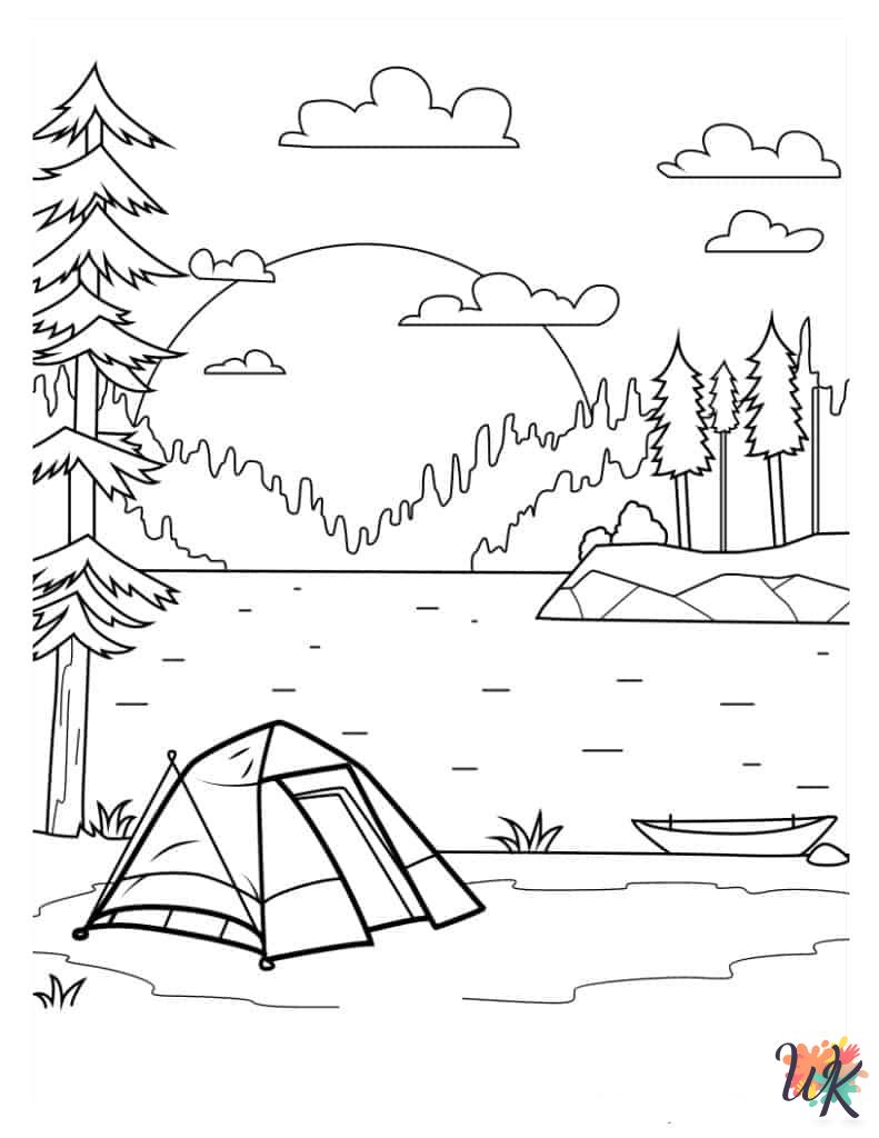 Camping coloring pages for adults easy