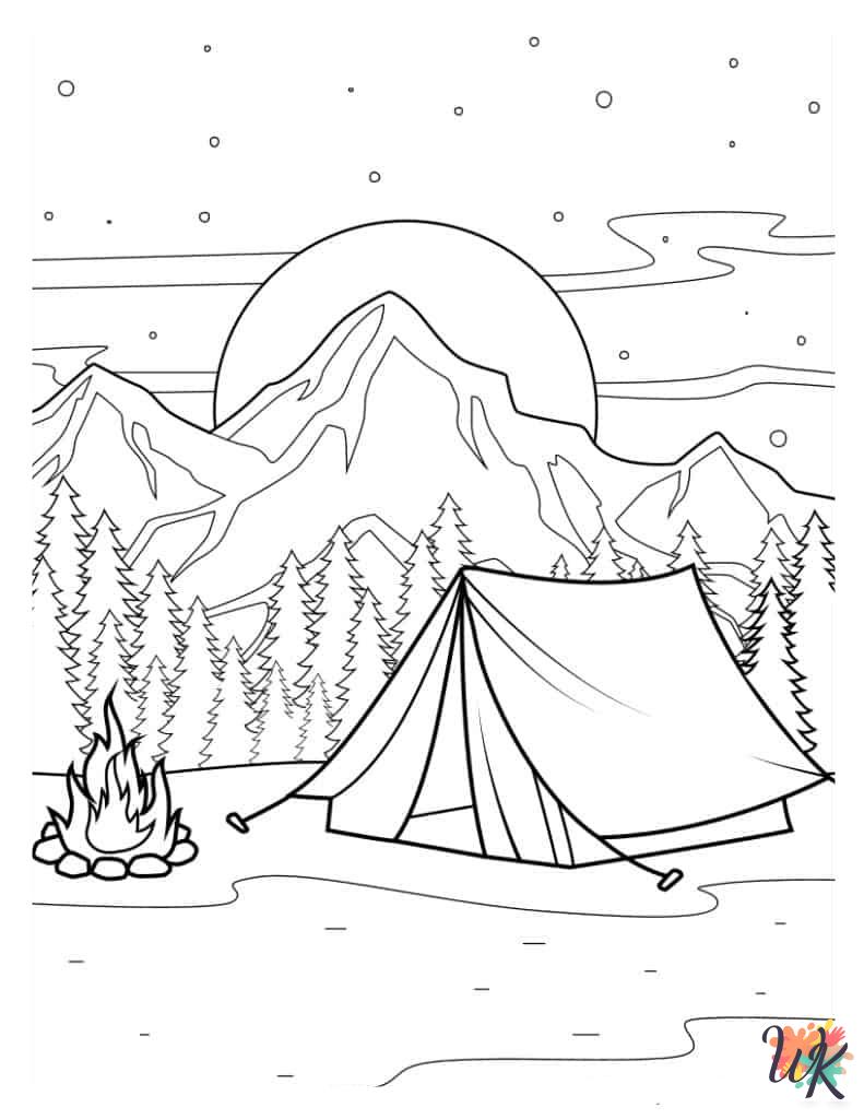 Camping coloring pages for adults pdf