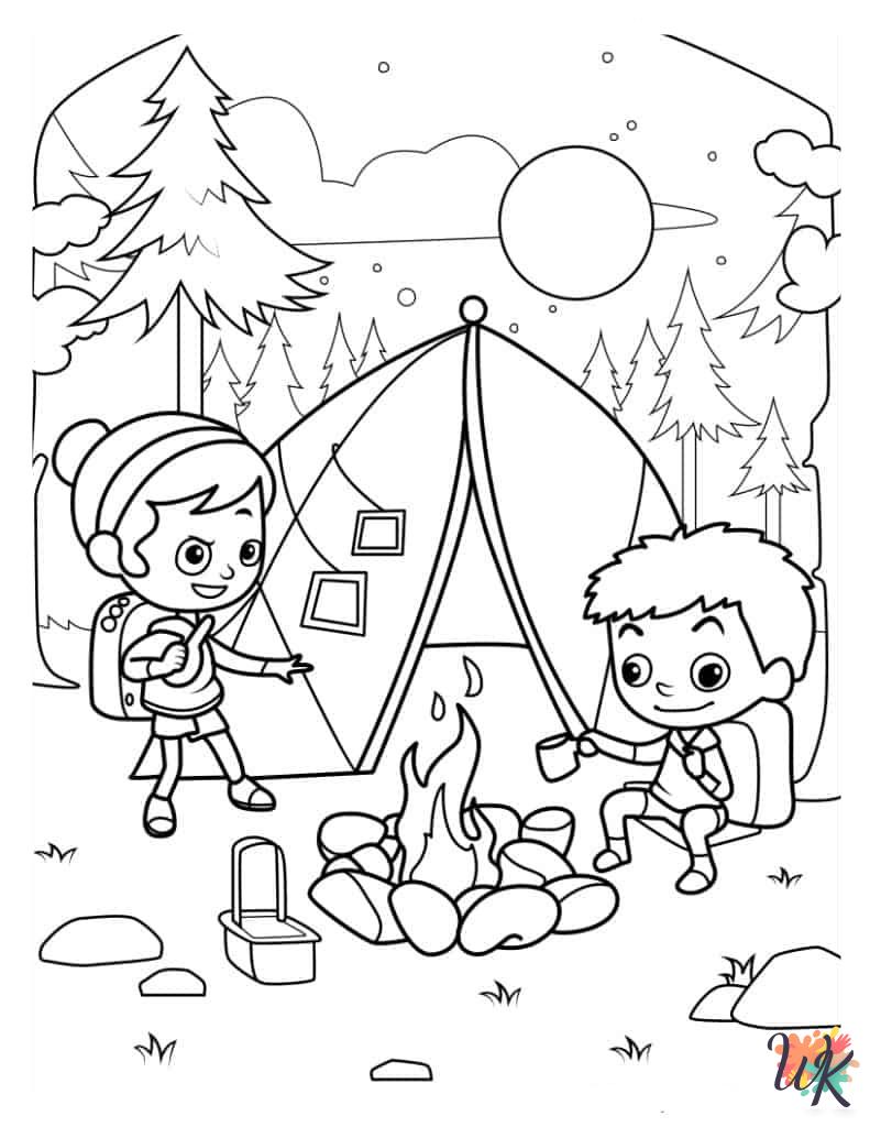 Camping coloring pages for adults