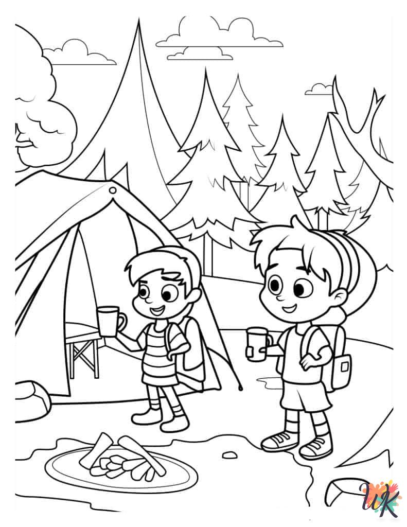 Camping ornament coloring pages