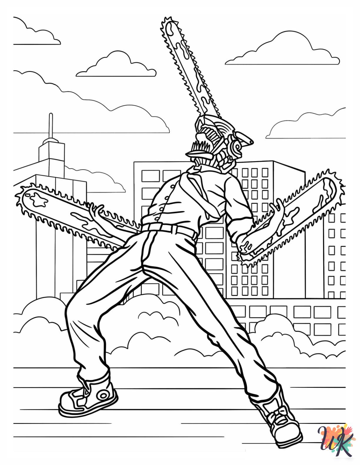 free Chainsaw Man coloring pages for kids