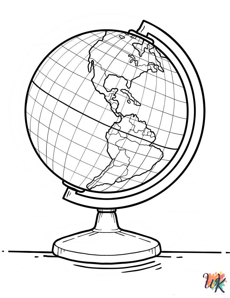 easy cute Earth coloring pages