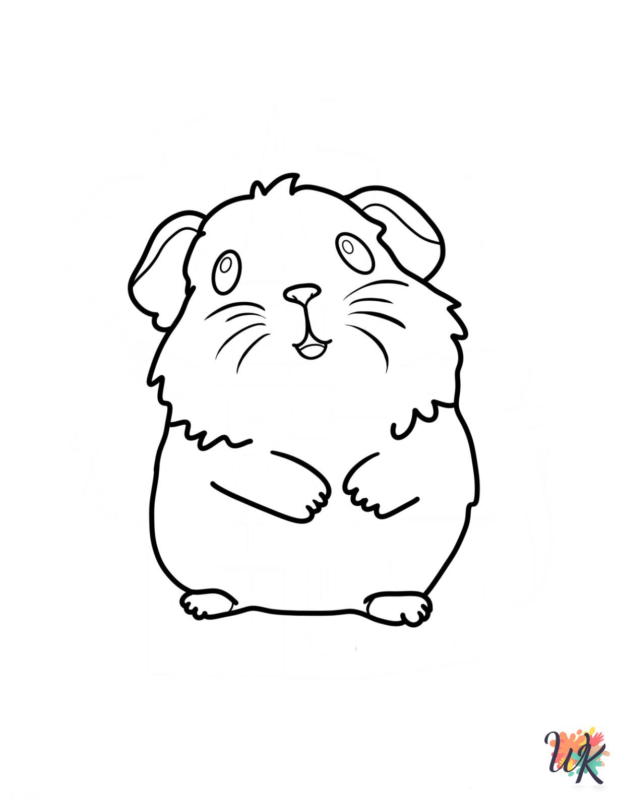 free full size printable Guinea Pig coloring pages for adults pdf