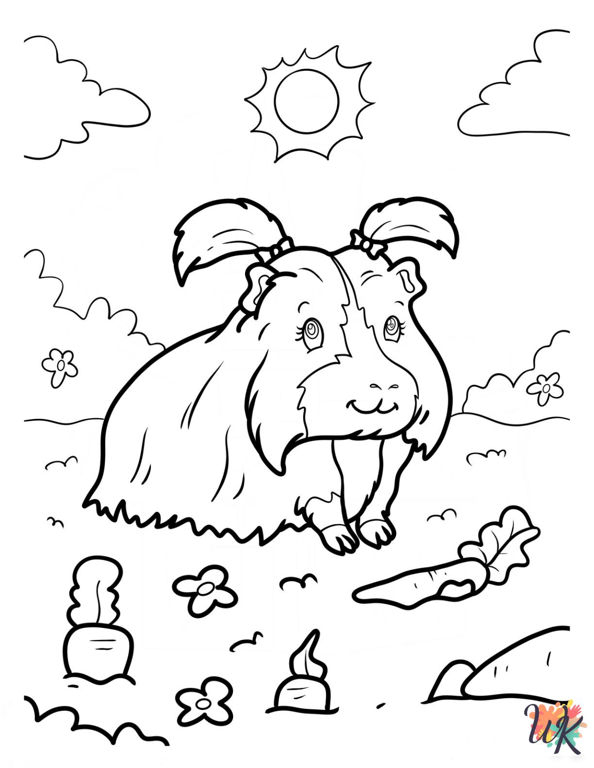 Guinea Pig cards coloring pages 1