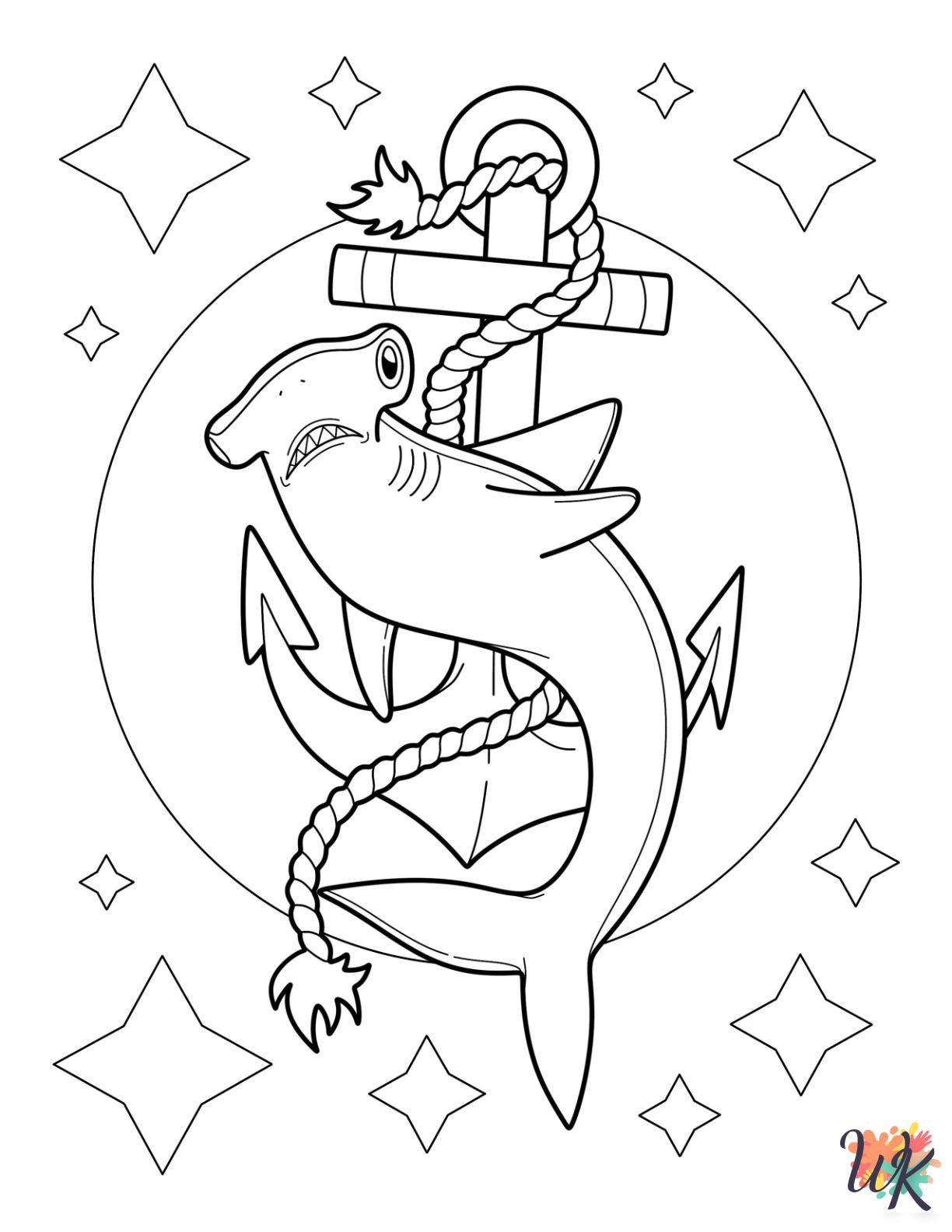 Hammerhead Shark ornament coloring pages 1