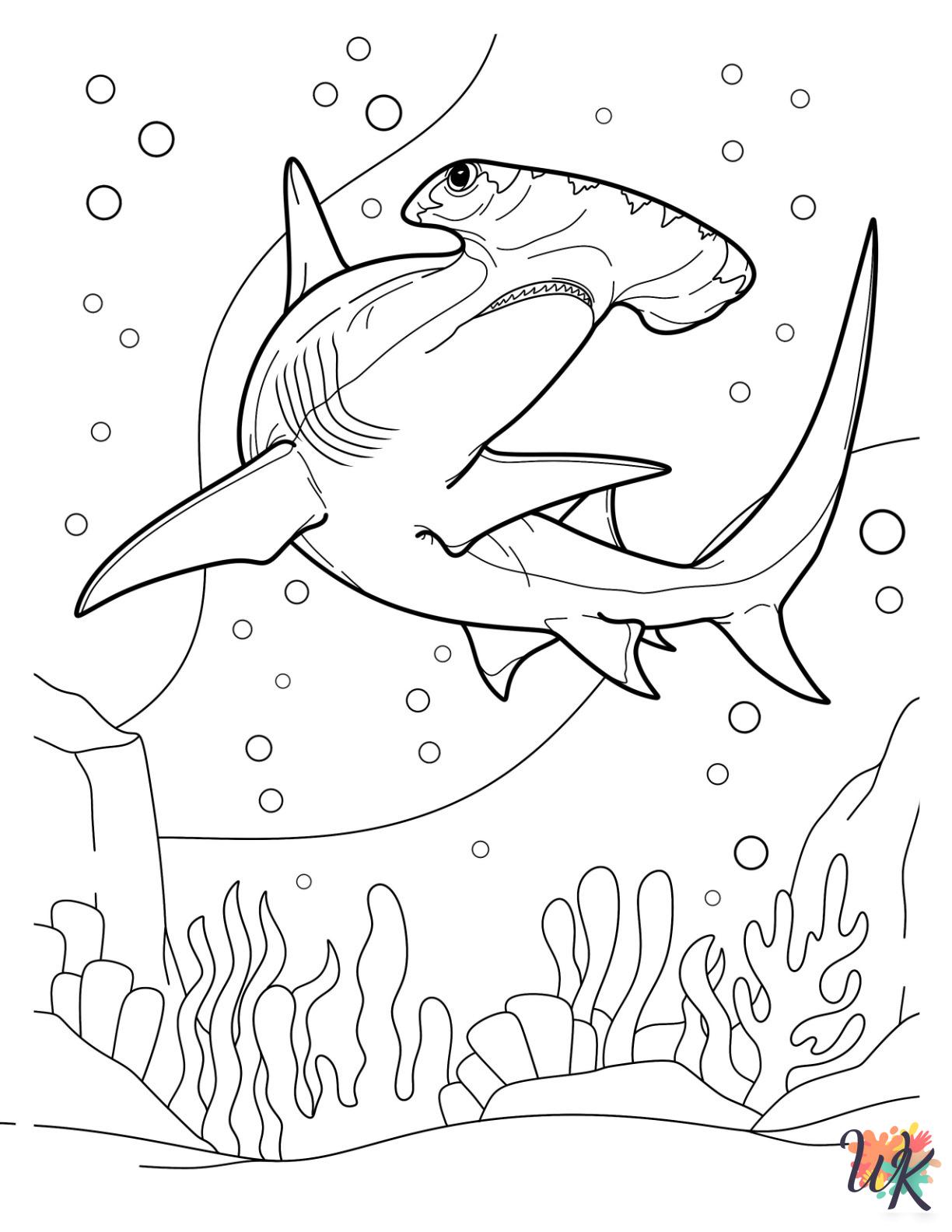 Hammerhead Shark cards coloring pages