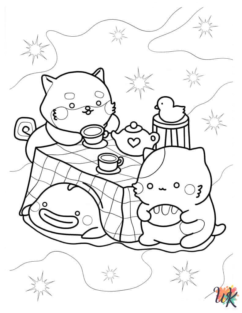 easy cute Kawaii coloring pages