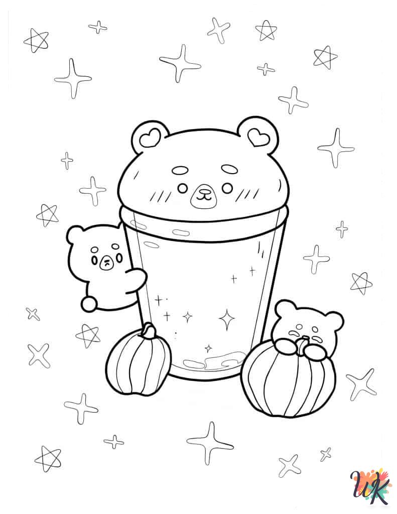 Kawaii themed coloring pages