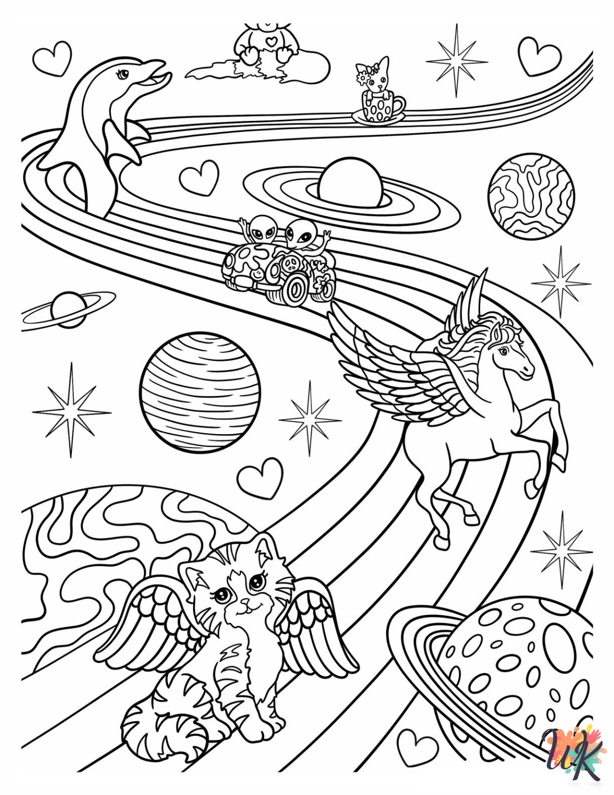 detailed Lisa Frank coloring pages for adults