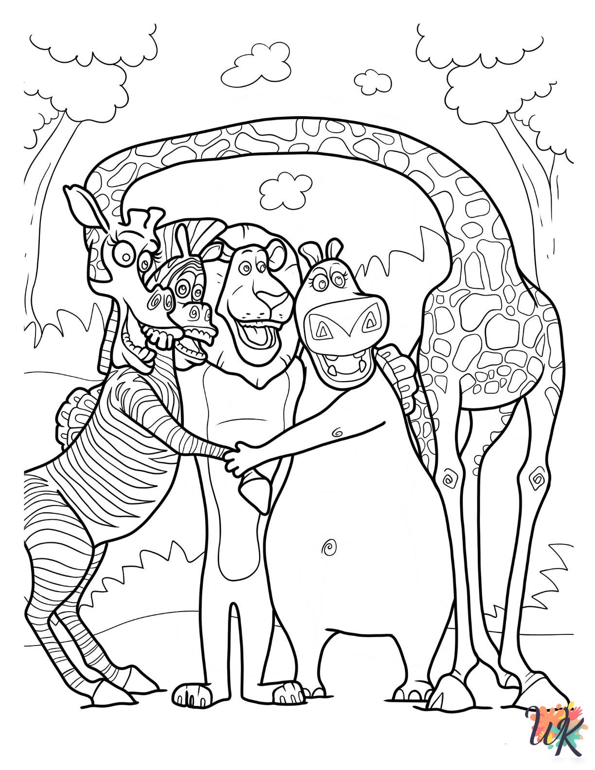 hard Madagascar coloring pages