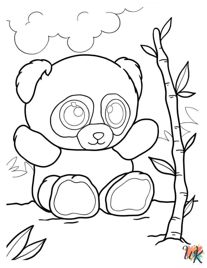 kawaii cute Panda coloring pages 1