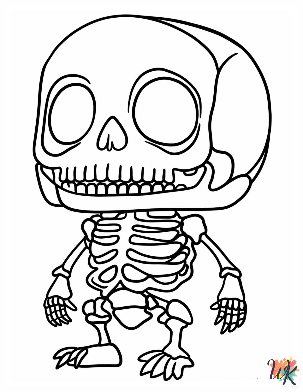 easy cute Skeleton coloring pages