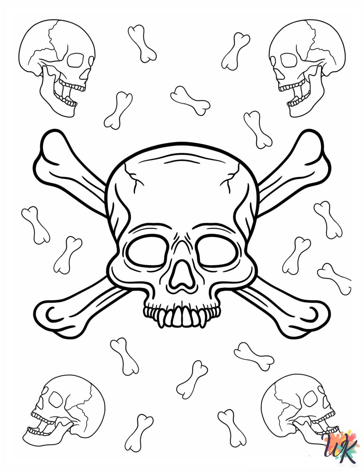 Skeleton coloring book pages