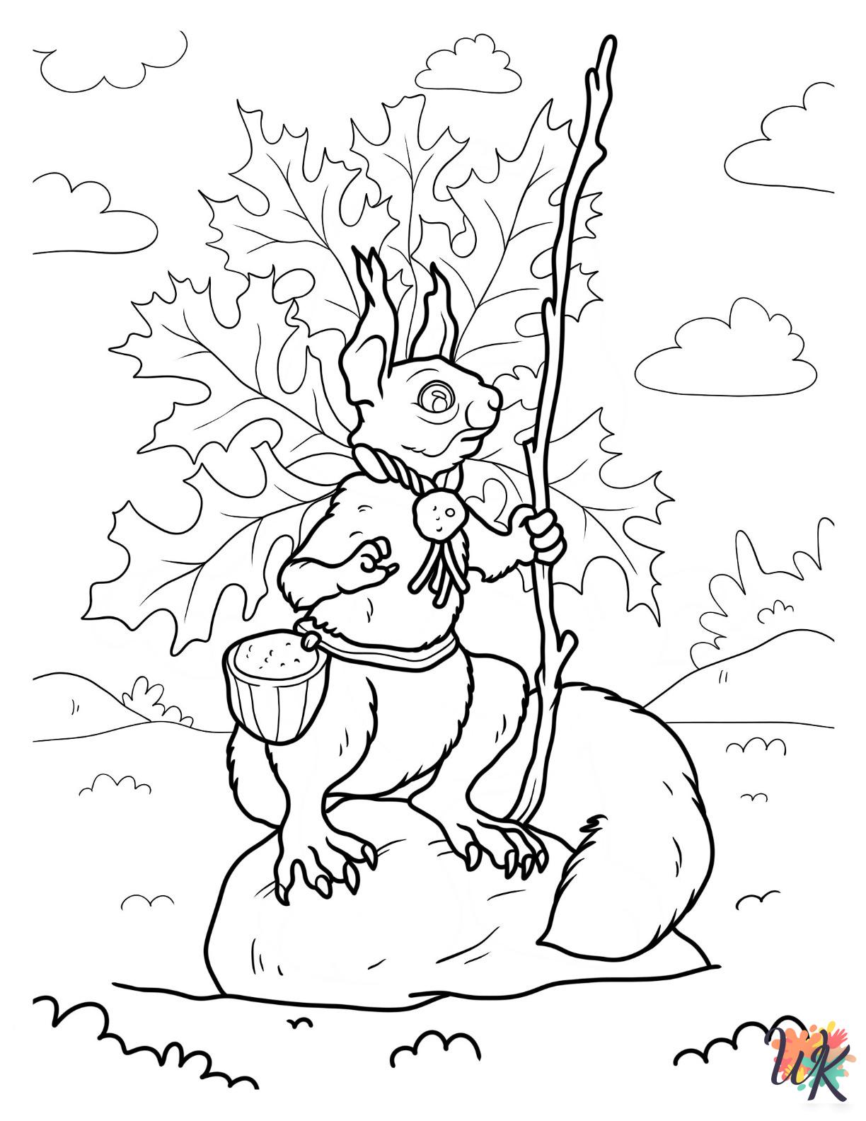 detailed Squirrel coloring pages for adults 1