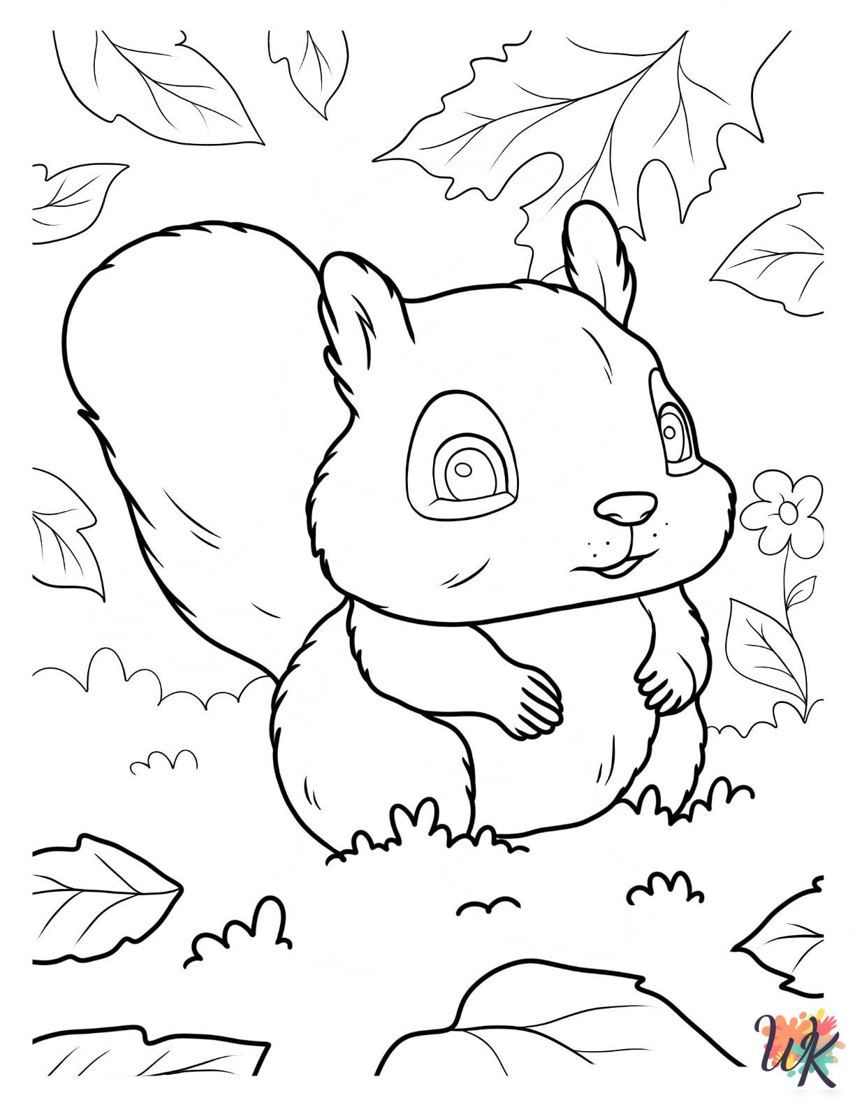 Squirrel coloring pages for preschoolers