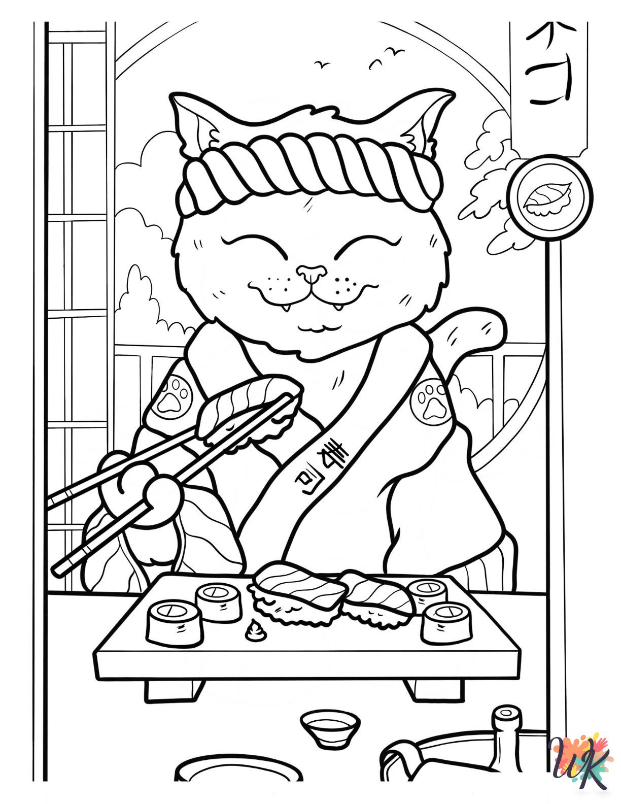 coloring pages for kids Sushi