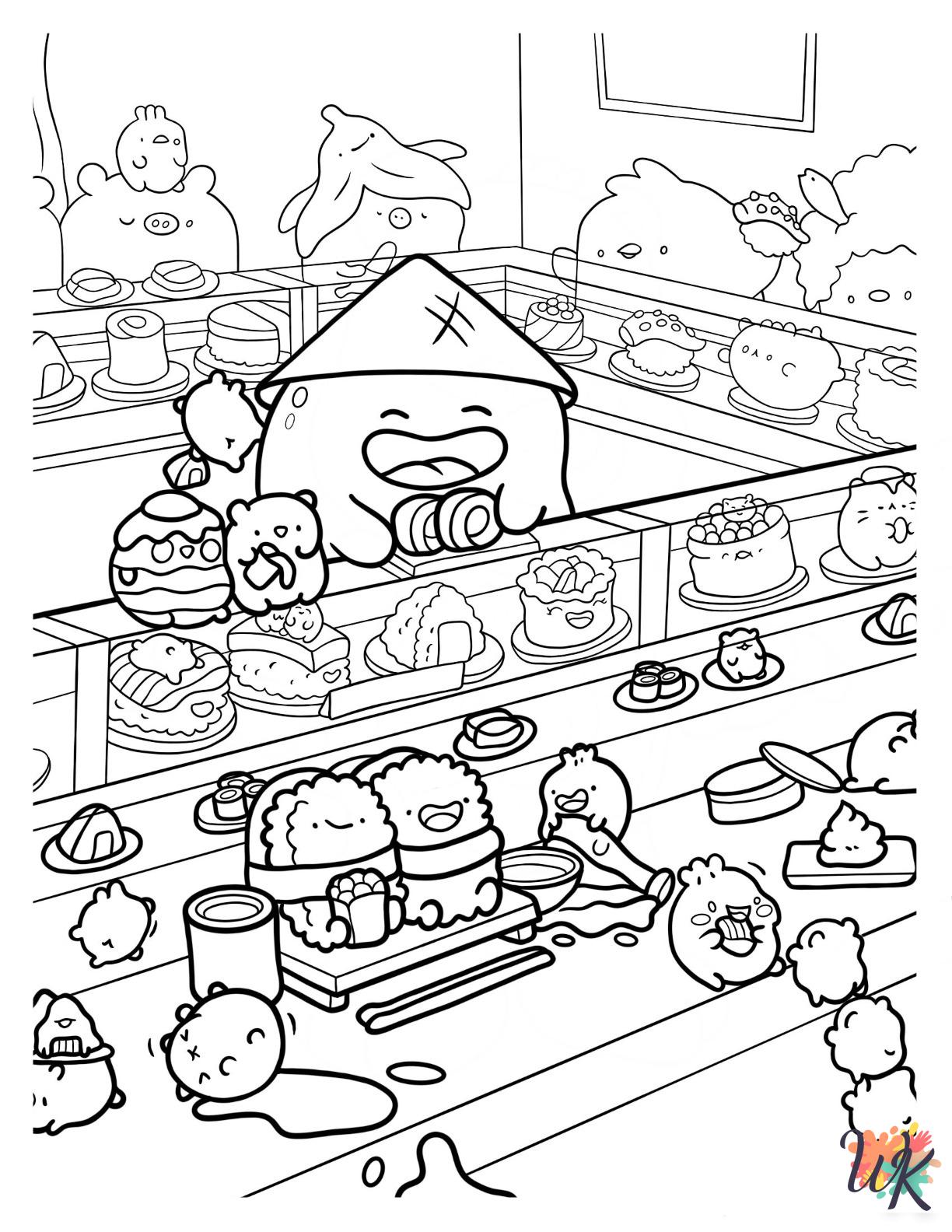 detailed Sushi coloring pages
