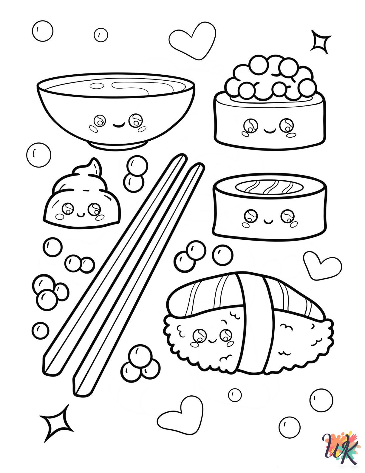 free printable Sushi coloring pages for adults