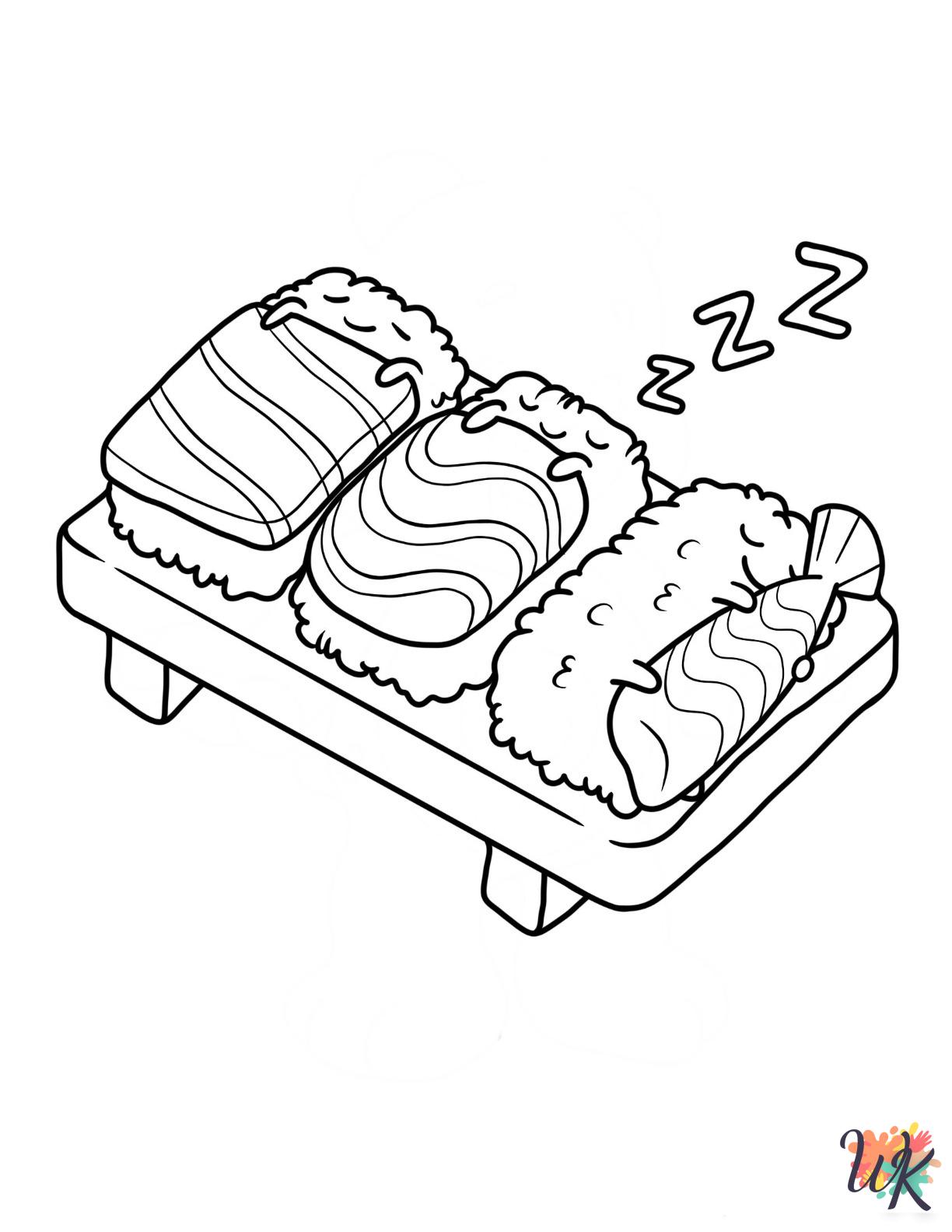 free Sushi coloring pages for adults