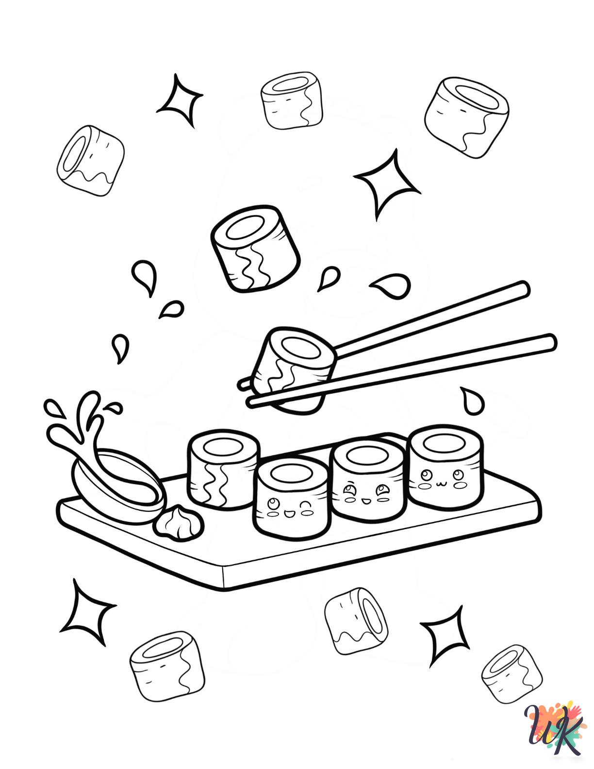 Sushi coloring pages for adults easy