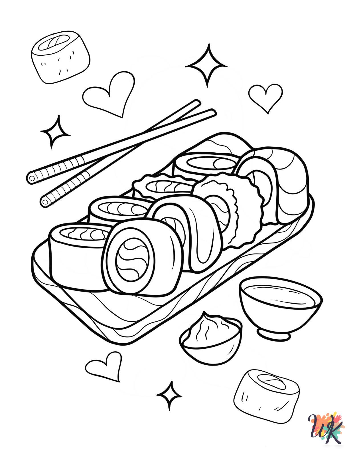 Sushi themed coloring pages