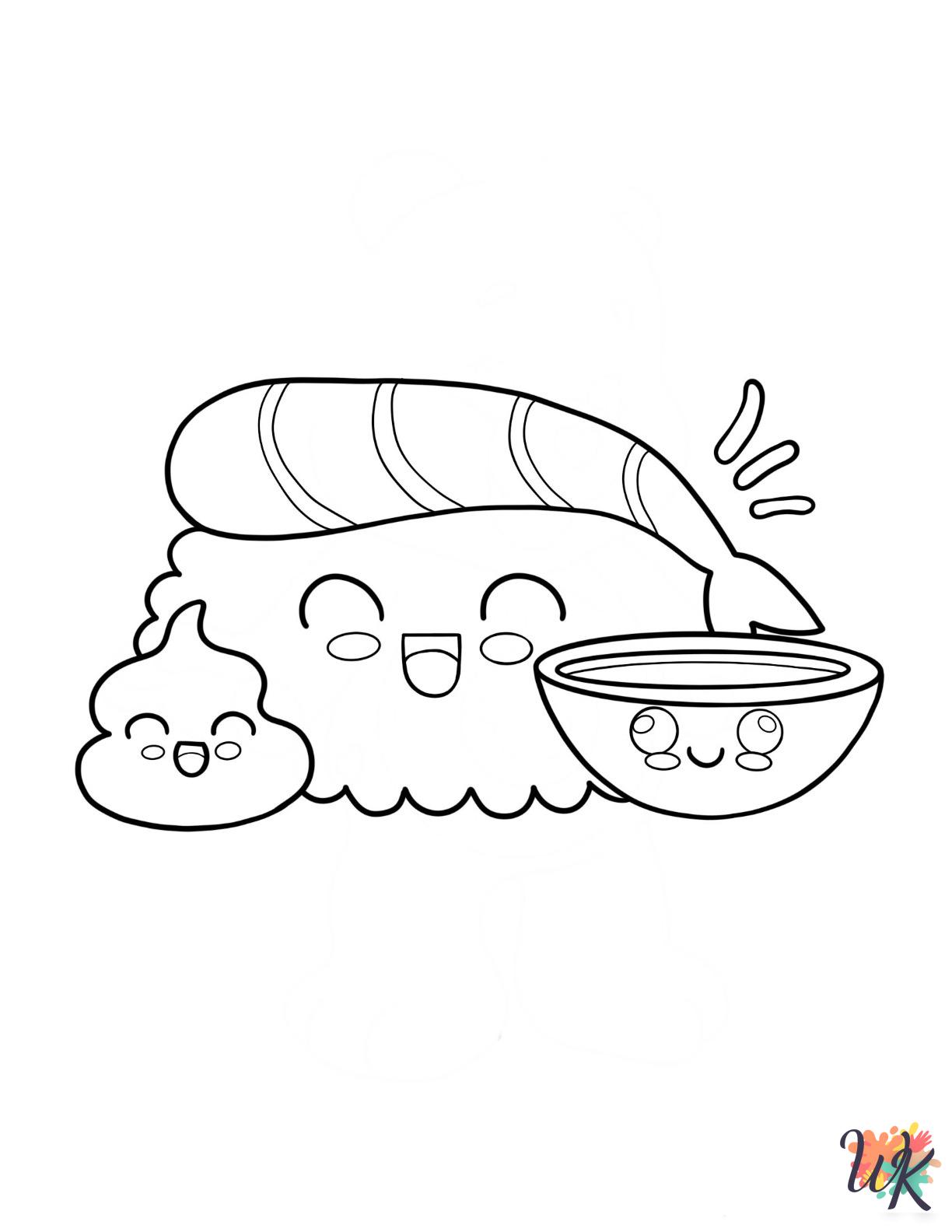 free adult Sushi coloring pages