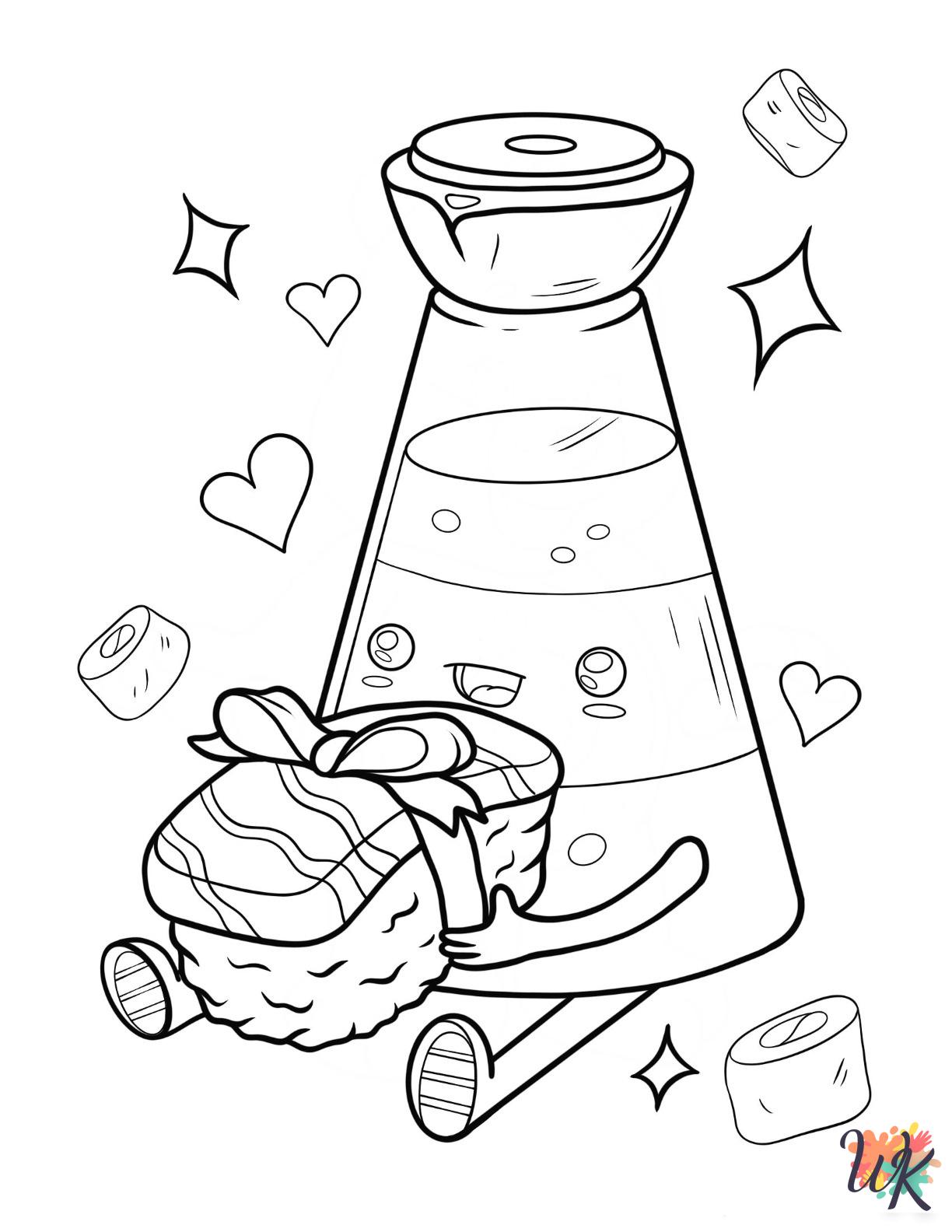 free full size printable Sushi coloring pages for adults pdf