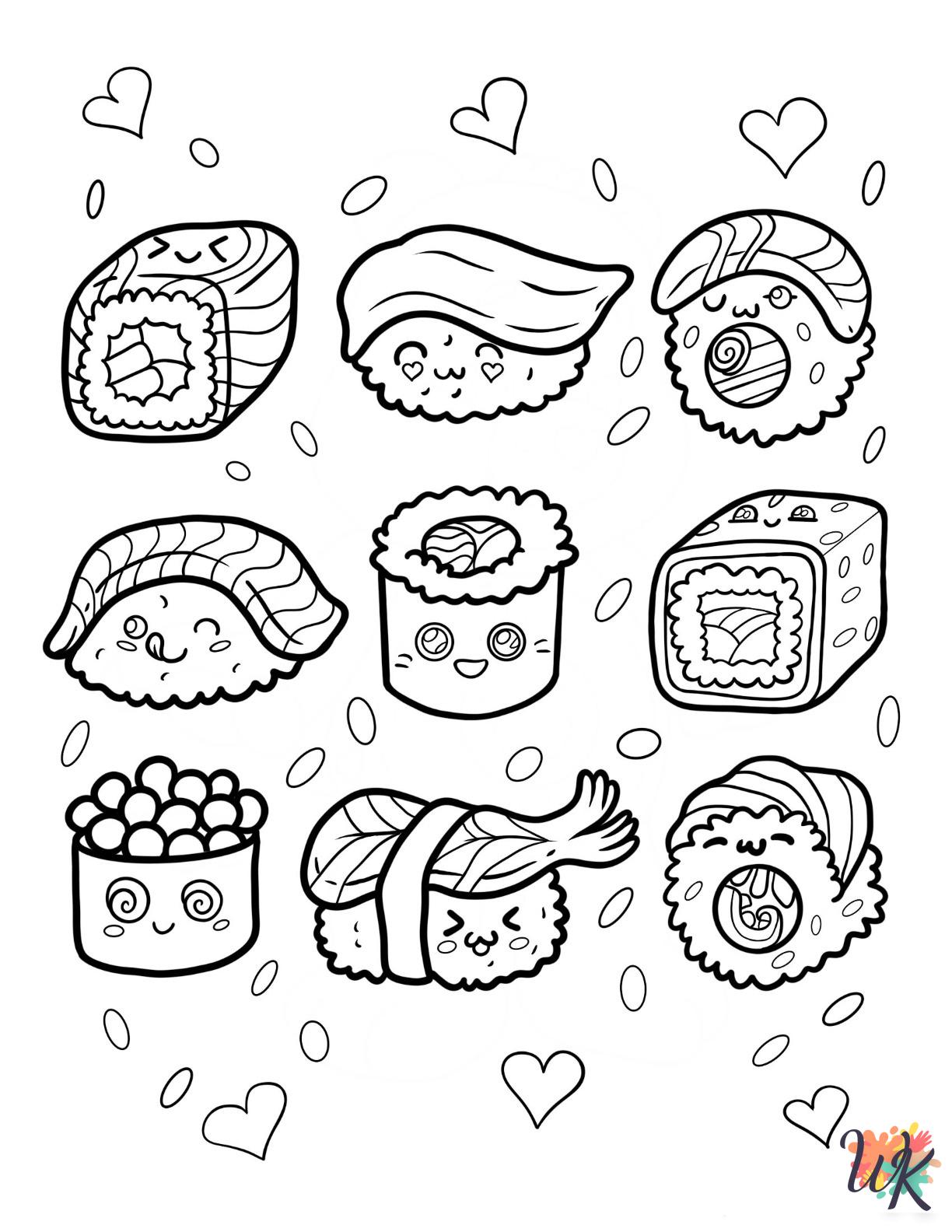 Sushi coloring pages easy