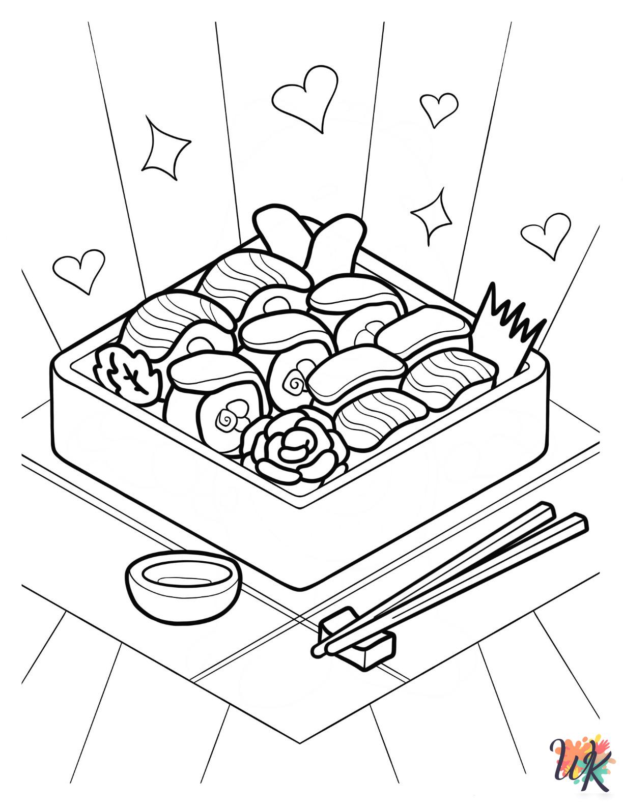 Sushi coloring pages for preschoolers