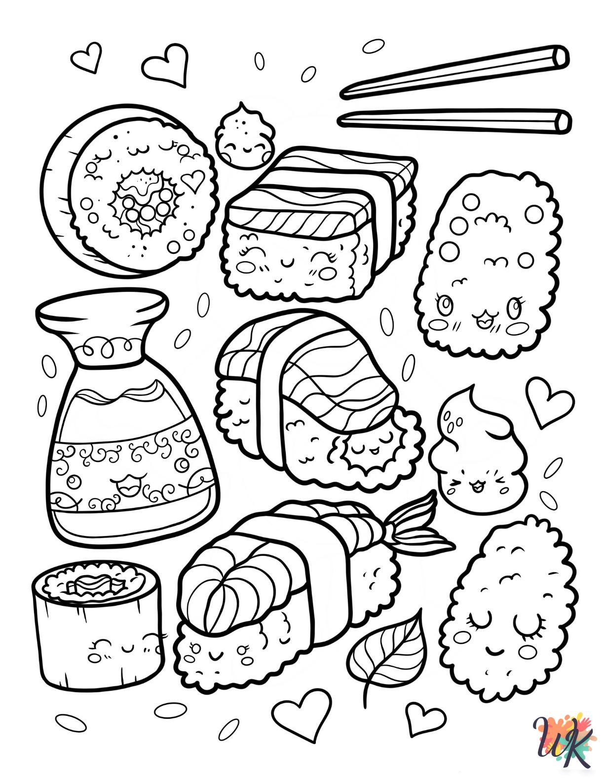Sushi coloring pages printable free