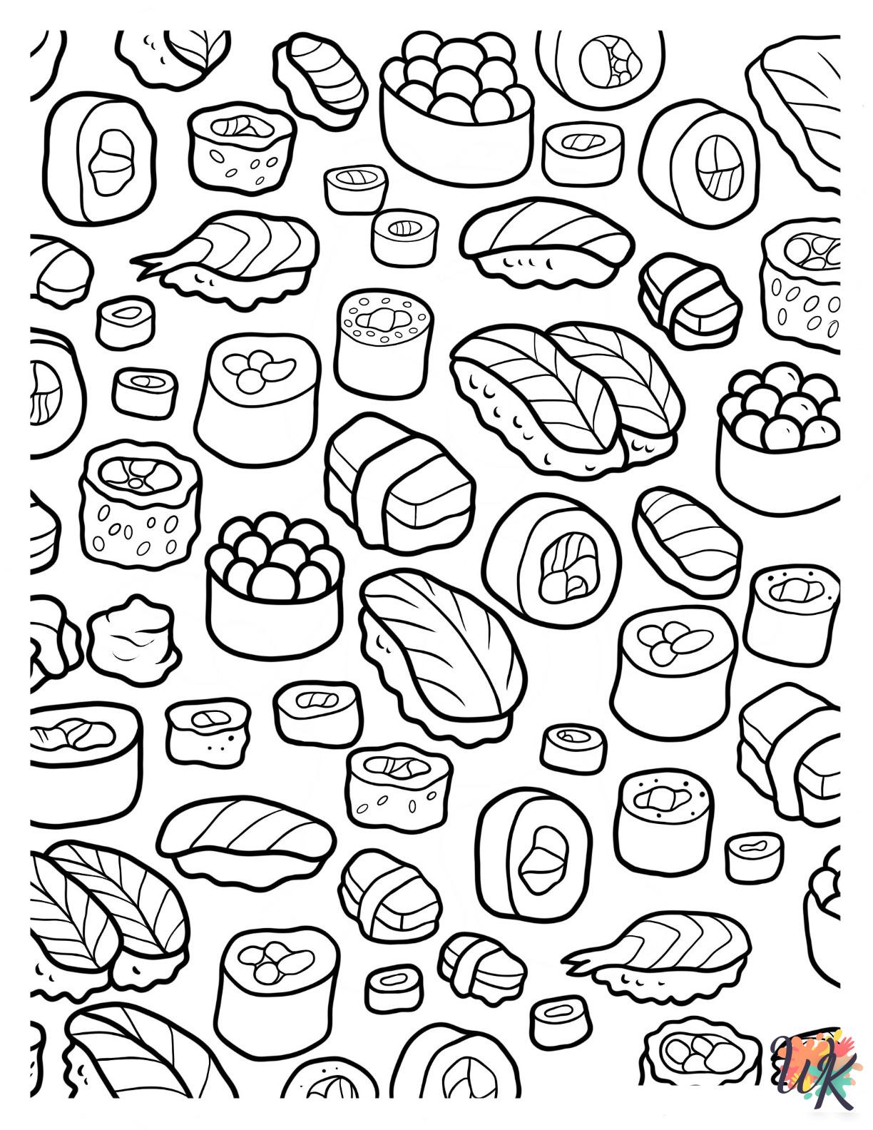 grinch cute Sushi coloring pages